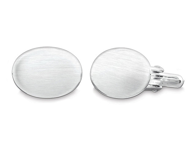 Manschettenknöpfe Oval aus 925 Silber – matt, handgefertigt von Atelier Q