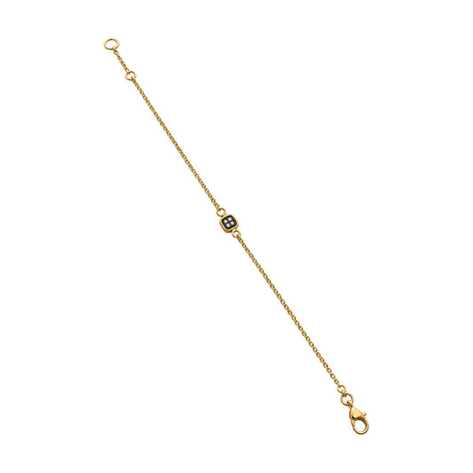 Armband aus 585 Gelbgold mit vier kleinen Brillanten in geschwärztem Silber gefasst