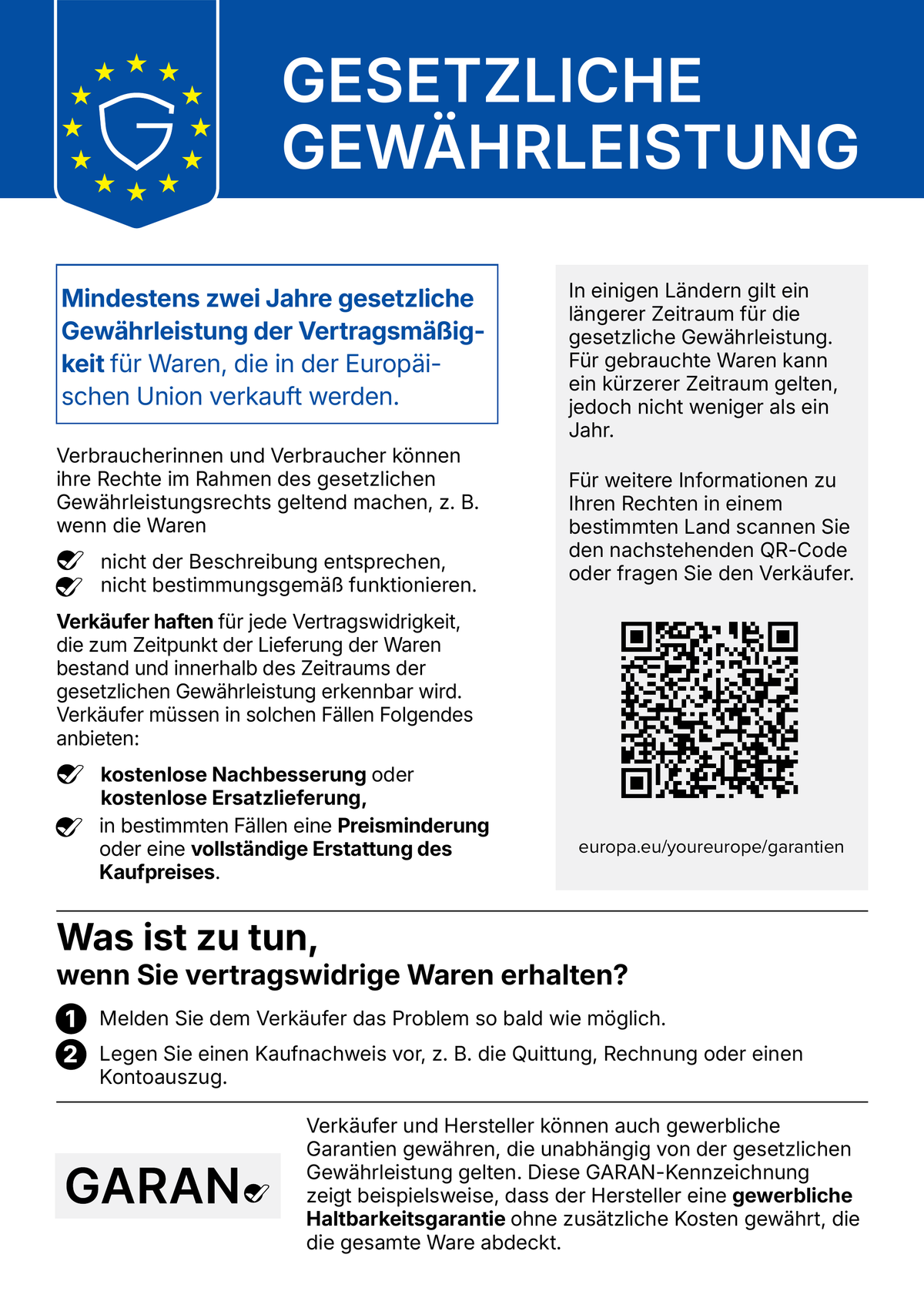 Offizielle EU-Mitteilung „Gesetzliche Gewährleistung“