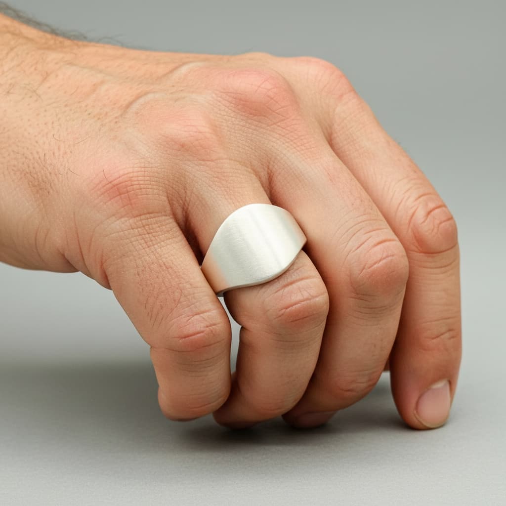 Massiver Wappenring aus Silber mit glatter Banderole, inspiriert von einer Zigarrenbanderole – maskulines, cleanes Design, handgefertigt im Atelier Q.“